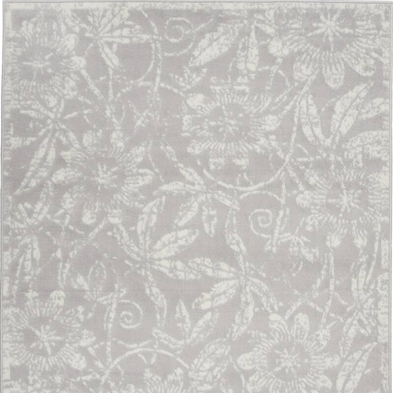 Power Loomed Distressed Floral Traditional Stain Resistant Area Rug