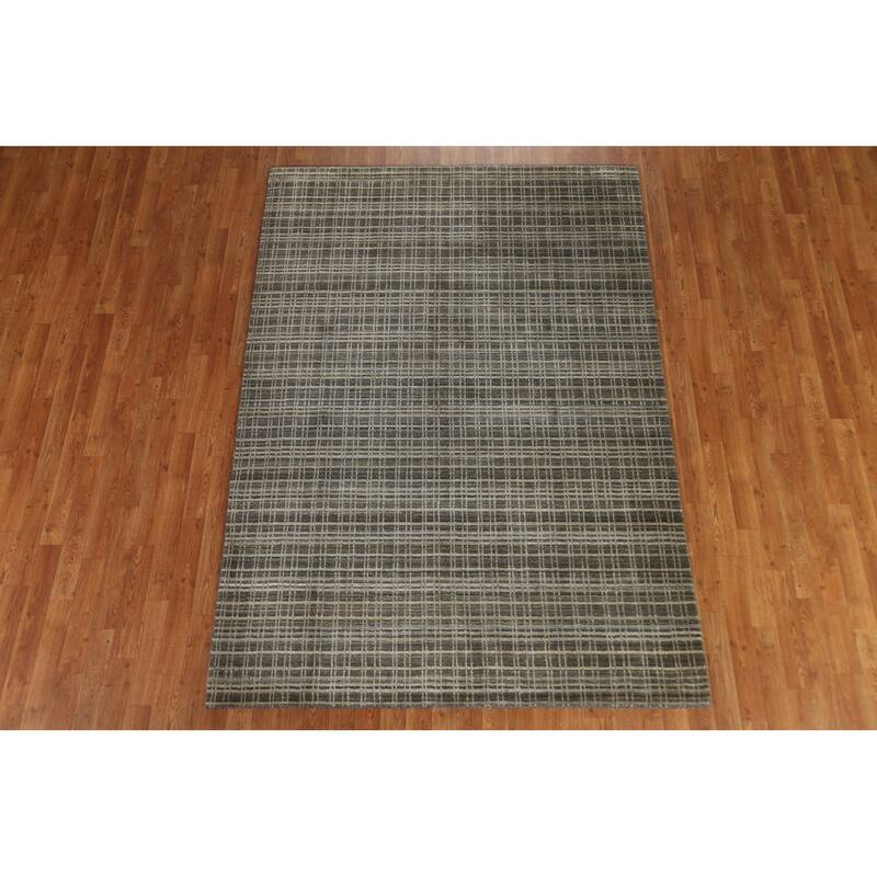 Hand Knotted Oriental 100% Wool Carpet Modern All-Over Multi-Colored Gabbeh Area Rug - 7' 9'' X 5' 5''