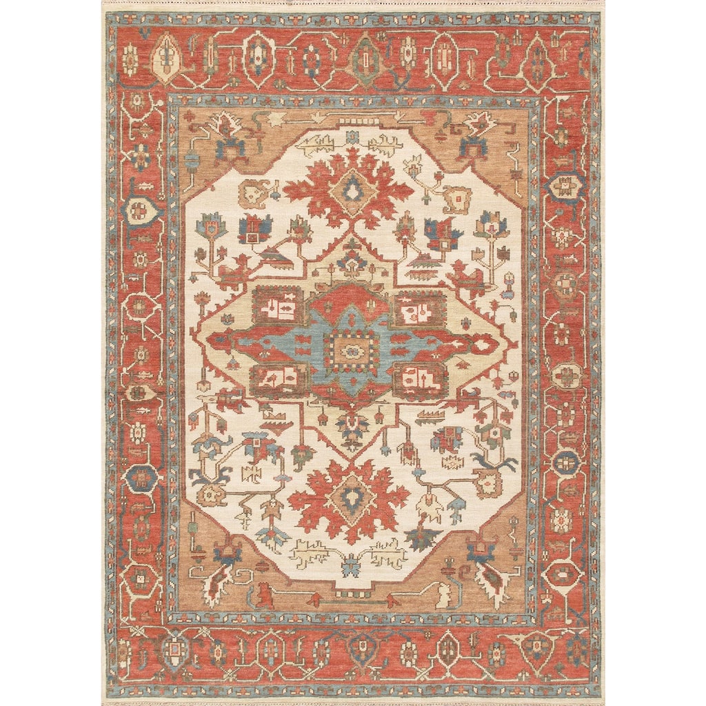 Pasargad Home Serapi Ivory/Rust Hand-Spoon Wool Area Rug