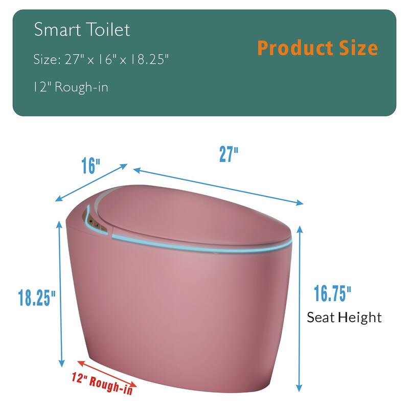 Smart Toilet with Built In Bidet. Auto Open Close Seat. Foot Sensor Flush. Heated Seat. Warm Water Dryer