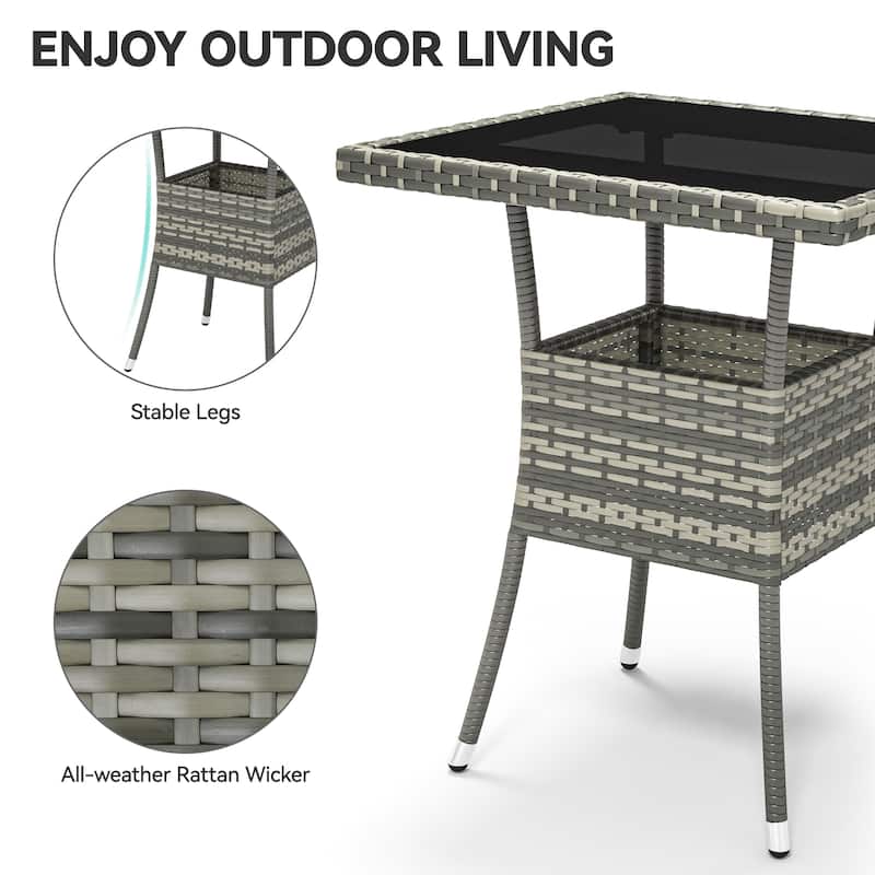 Outdoor Patio Wicker Table - 31.5" L x 31.5" W x 28.7" H
