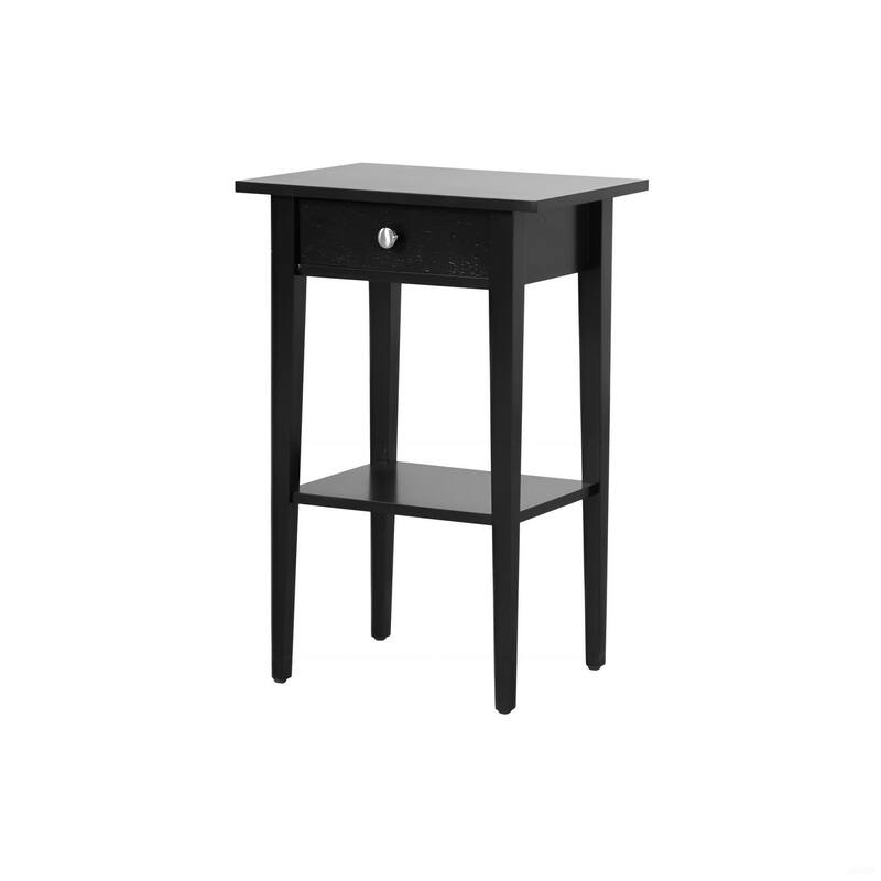 Sleek Contemporary Black Nightstand with Drawer