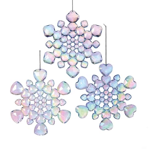 Club Pack of 12 Blue Light Catching Iridescent Snowflake Christmas Ornaments 6"