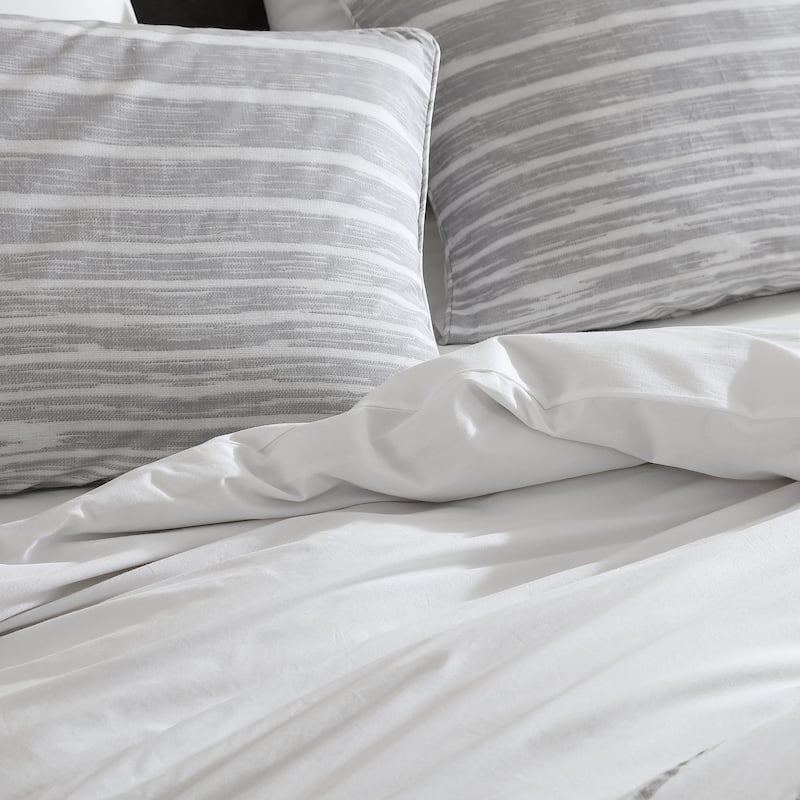 Kenneth Cole New York Abstract Stripe Cotton Grey Comforter Set