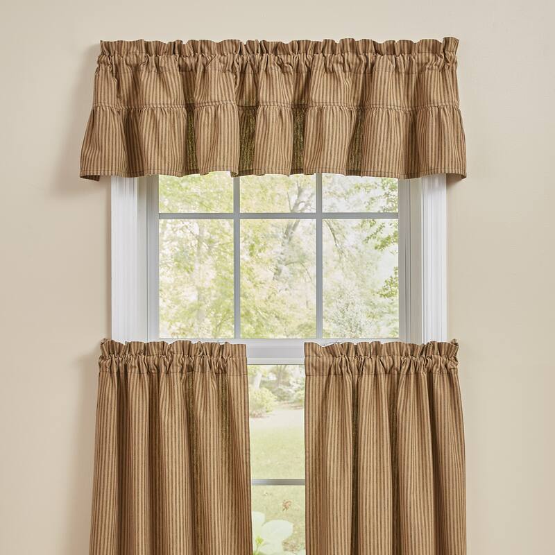 Park Designs Sturbridge Ticking Ruffle Black Valance 14"L - 72" x 14"