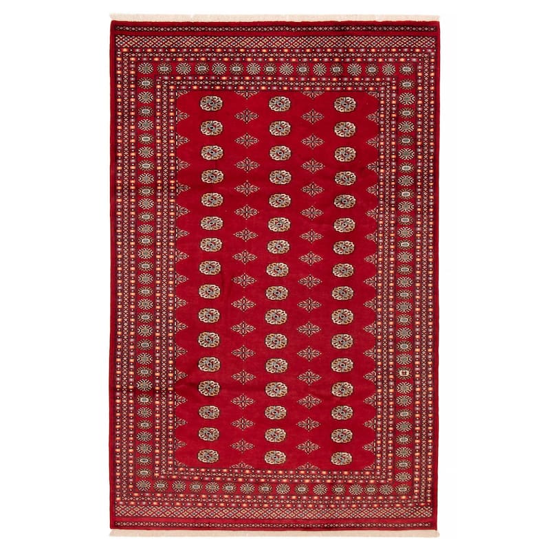 ECARPETGALLERY Hand-knotted Peshawar Bokhara Red Wool Rug - 6'9 x 10'4 - 6'9 x 10'4 - Red