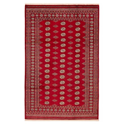 ECARPETGALLERY Hand-knotted Peshawar Bokhara Red Wool Rug - 6'9 x 10'4