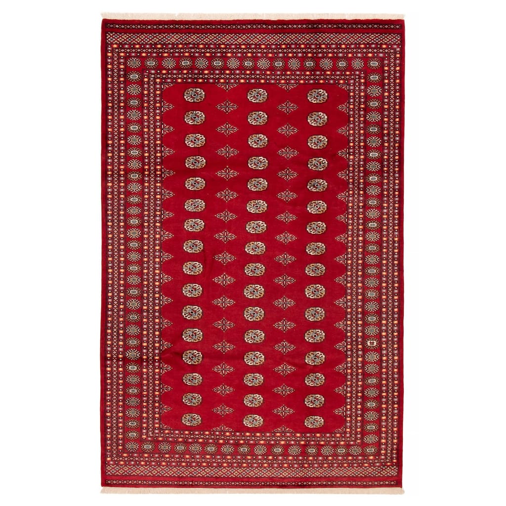 ECARPETGALLERY Hand-knotted Peshawar Bokhara Red Wool Rug - 6'9 x 10'4