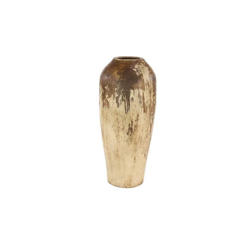 CosmoLiving by Cosmopolitan Metal Slim and Cone Geometric Vase with Handles (Set of 2) - Gold, Silver, Dark Gray, White, Black