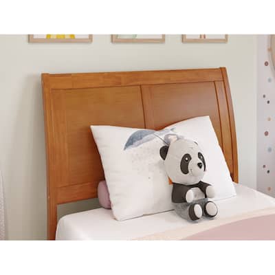 Twin Sleigh Solid Wood Panel Headboard in Light Toffee with Classic Curved Design and Low Profile Finish