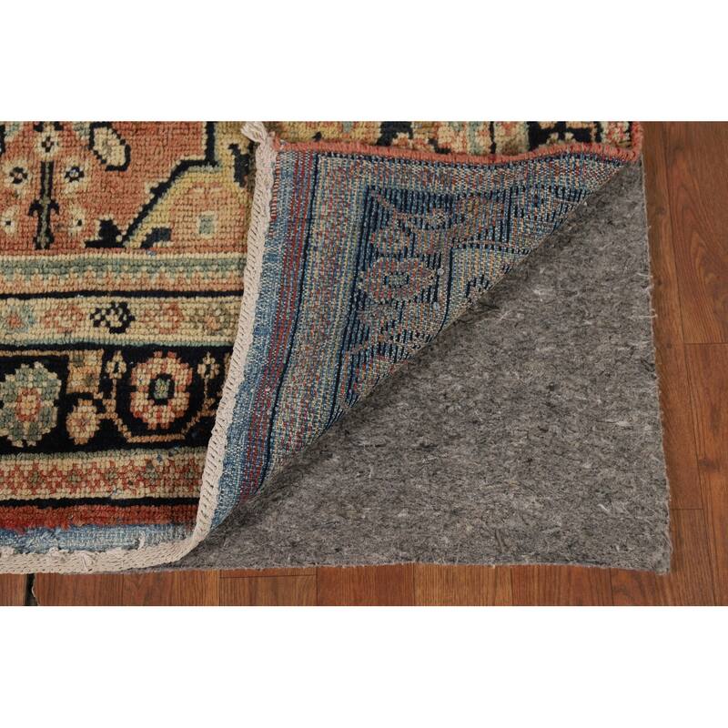Orange Geometric Mahal Antique Persian Wool Carpet - 3'9" x 11'6"