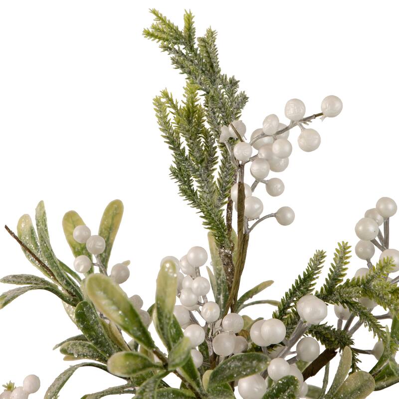 2' Potted White Berry and Frosted Pine Christmas Tree, Unlit