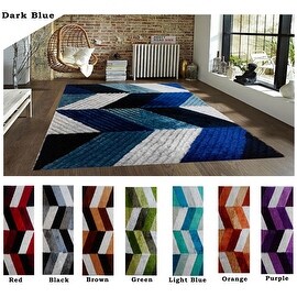 Shop 5x8 Modern Contemporary Shag Shaggy Dark Blue Light ...