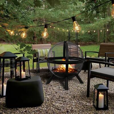 Ikuby Ball Style Fire Pit Ball of Fire with BBQ Grill