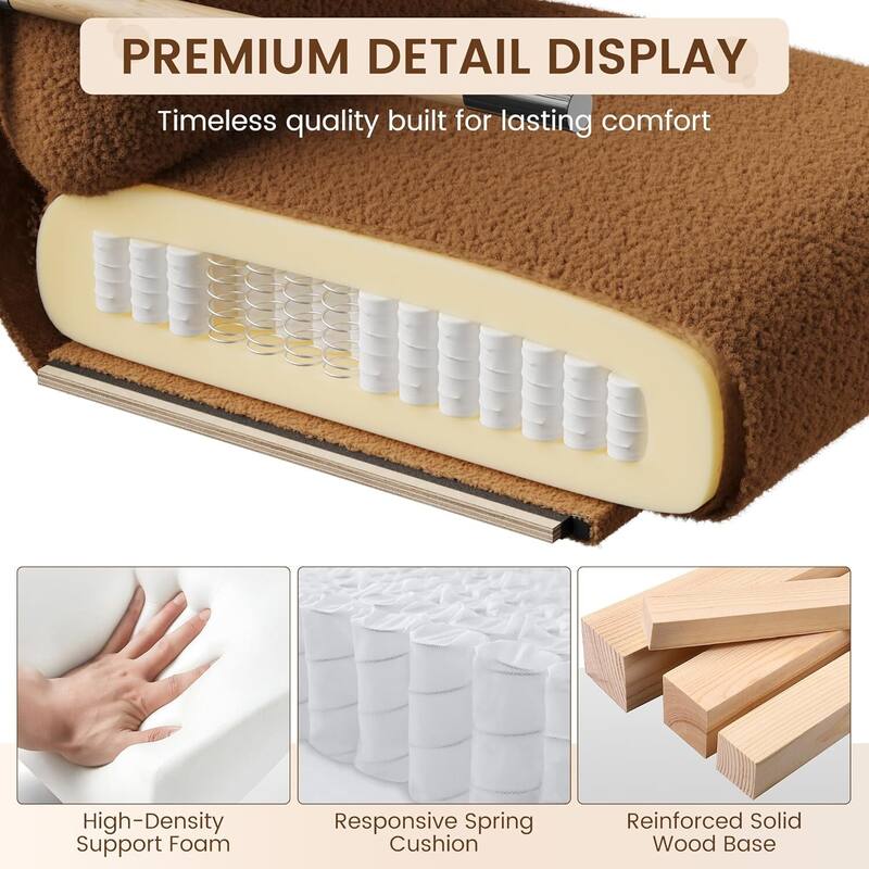 Modern Accent Chair with Metal Frame and Spring Foam Cushion