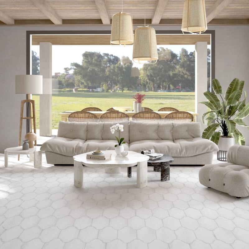 Merola Tile Alhama Provenzal White 6-1/4" x 12-3/4" Porcelain Floor and Wall Tile
