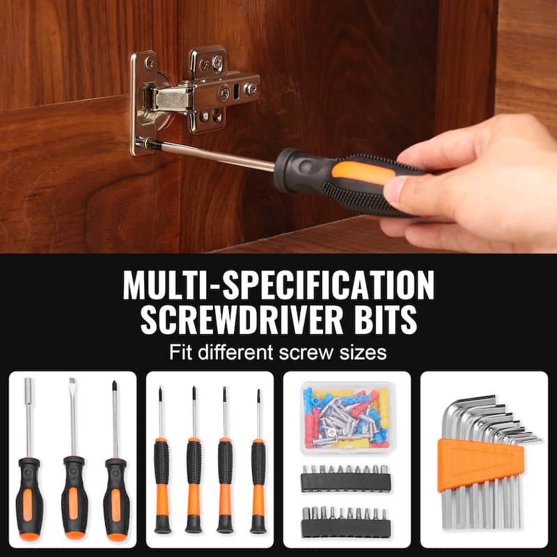 Orange-Black 132 Piece Tool Kit for Home Repairs Compact Hand Tools with Storage Case - 12.28 x 8.86 x 2.76 inch
