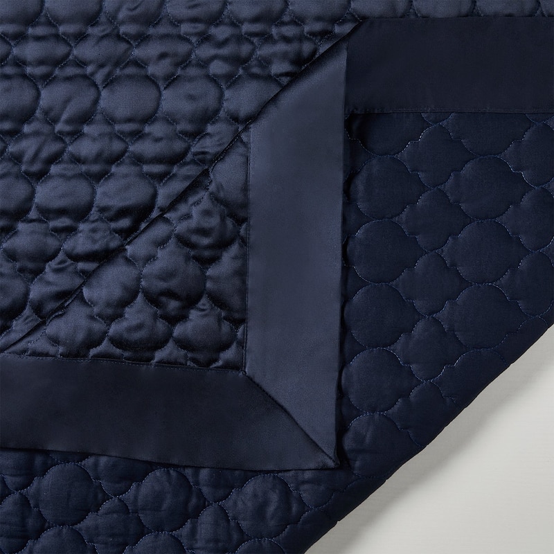 HiEnd Accents High Shine Satin Quatrefoil Quilt Set, 3PC