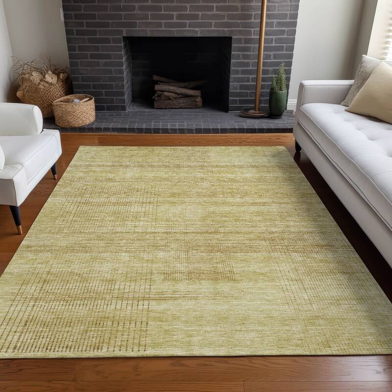 Premium Washable Super Soft Solid Hatches Mayfield Rug - Gold - 2' 6" x 3' 10" - Rectangle