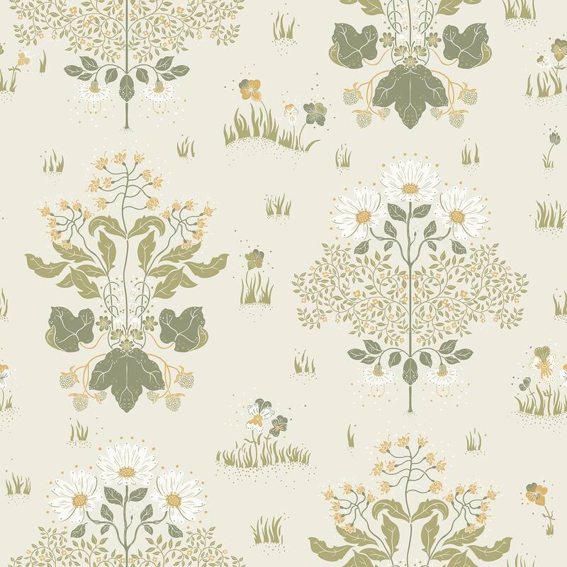 A-Street Prints Elda Olive Delicate Daisies Wallpaper