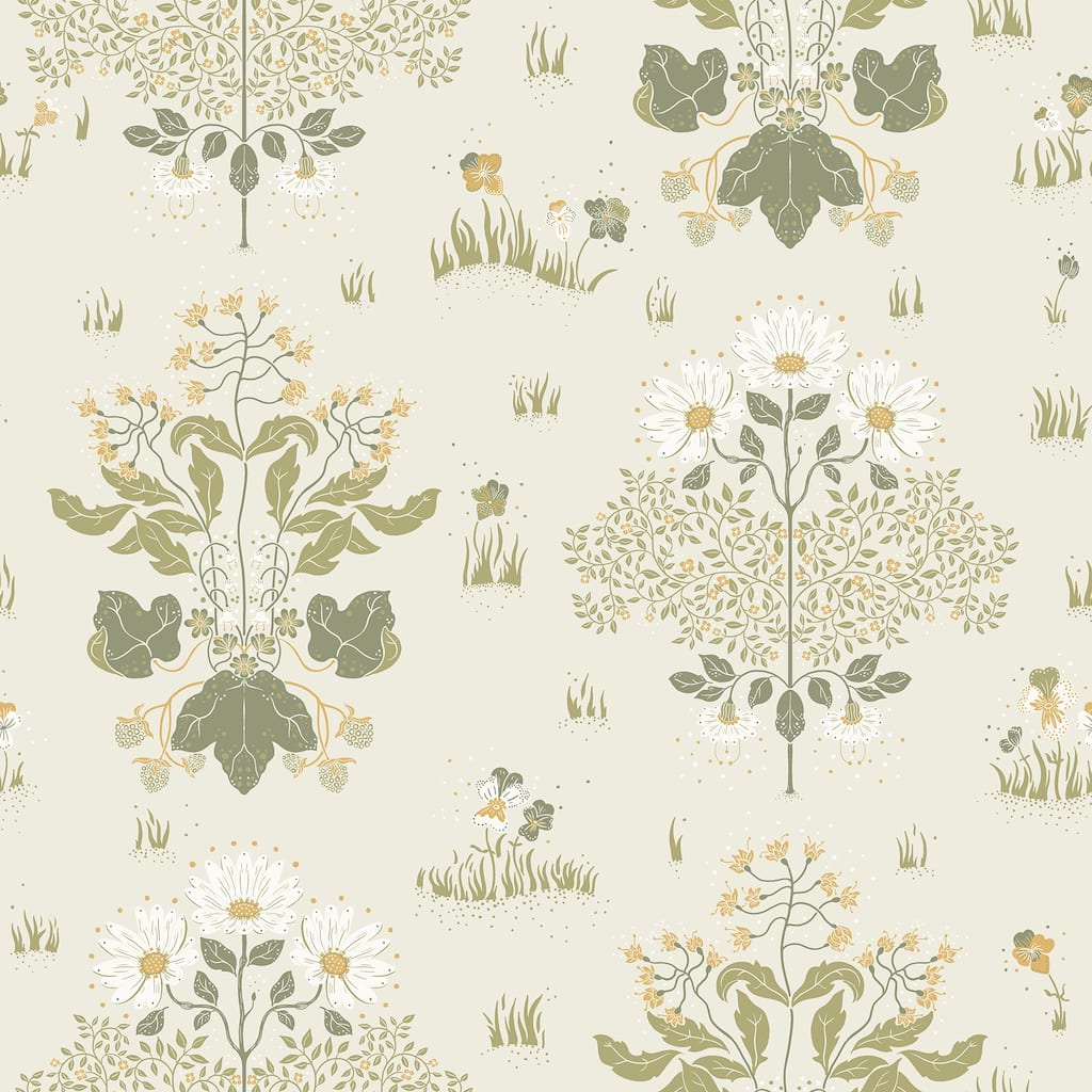 A-Street Prints Elda Olive Delicate Daisies Wallpaper