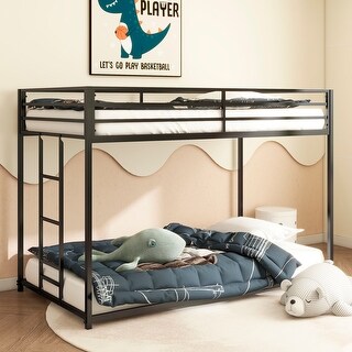 Adam Sturdy Twin Over Twin Metal Bunk Bed, Low Profile, Safe Climbing with Stable Ladder, for Kids & Adults