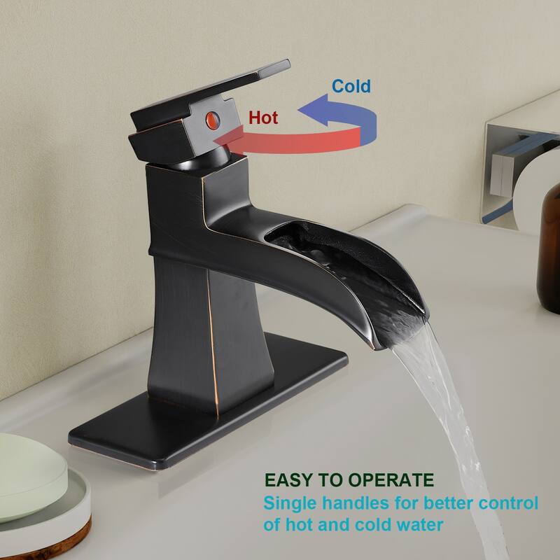 Topcraft Single Handle Waterfall Bathroom Faucet with Baseplate