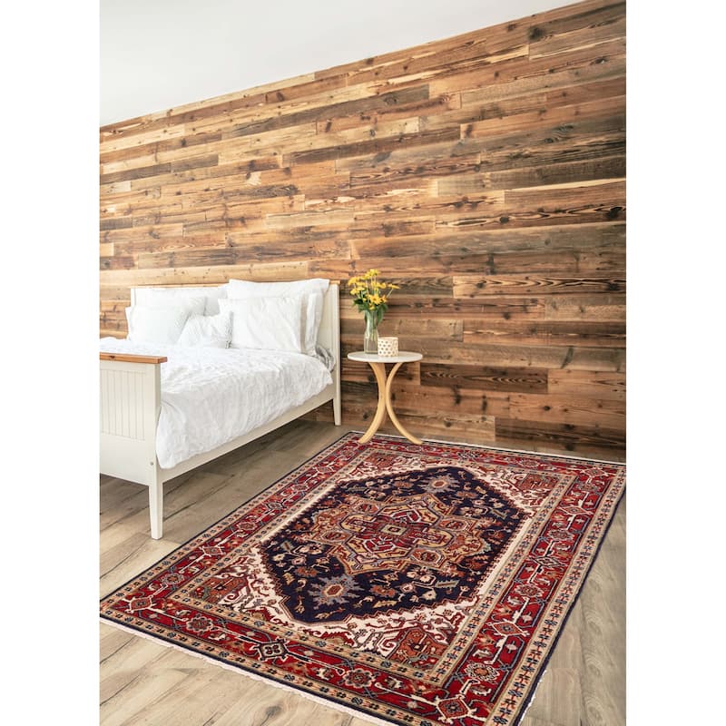 ECARPETGALLERY Hand-knotted Serapi Heritage Dark Navy Wool Rug - 5'11 x 9'9