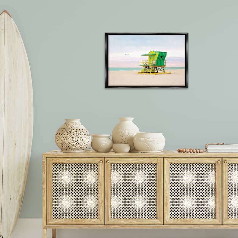 Stupell Lime Green Lifeguard Hut Framed Floater Canvas Wall Art Design By Seven Trees Design