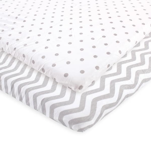 slide 1 of 1, Luvable Friends Baby Fitted Playard Sheet, Gray Chevron Dot, One Size - Gray Chevron Dot - One Size One Size - Gray Chevron Dot