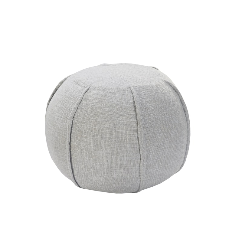 18-Inch Cotton Patchwork Pouf Ottoman for Living Room or Bedroom - Grey