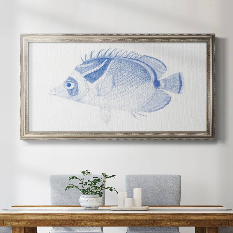 Blue & White Tropical Fish IV Premium Framed Canvas- Ready to Hang
