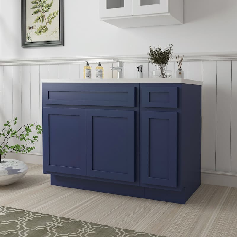 Vanity Art 51" Oak Freestanding Bathroom Vanity Cabinet without Top