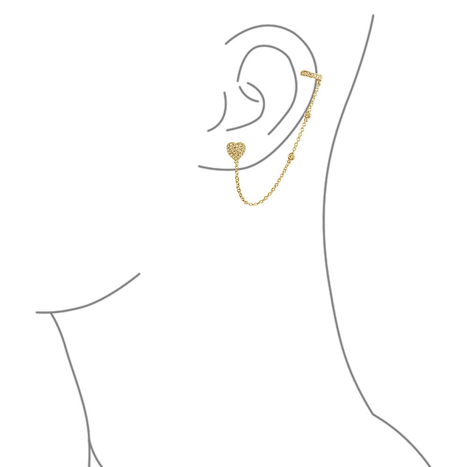 Mens single Stainless Steel Heart CZ Earring M1154 d0211 