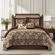preview thumbnail 24 of 42, Nanshing Brie Silver and Black 7-Piece Comforter Set Brown/Gold - California King