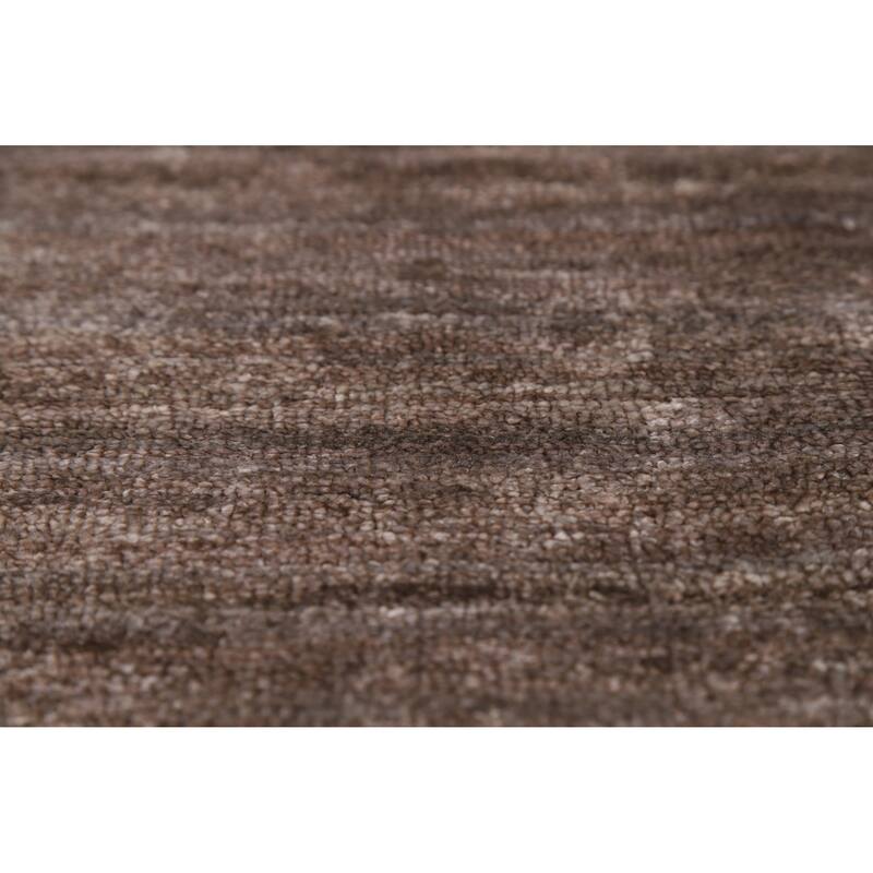 Brown Gabbeh Oriental Area Rug Hand-Knotted Silk Carpet - 8'11" x 11'8"