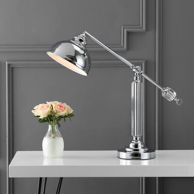 Alexa 22" Metal and Crystal LED Task Lamp, Chrome/Clear by JONATHAN Y