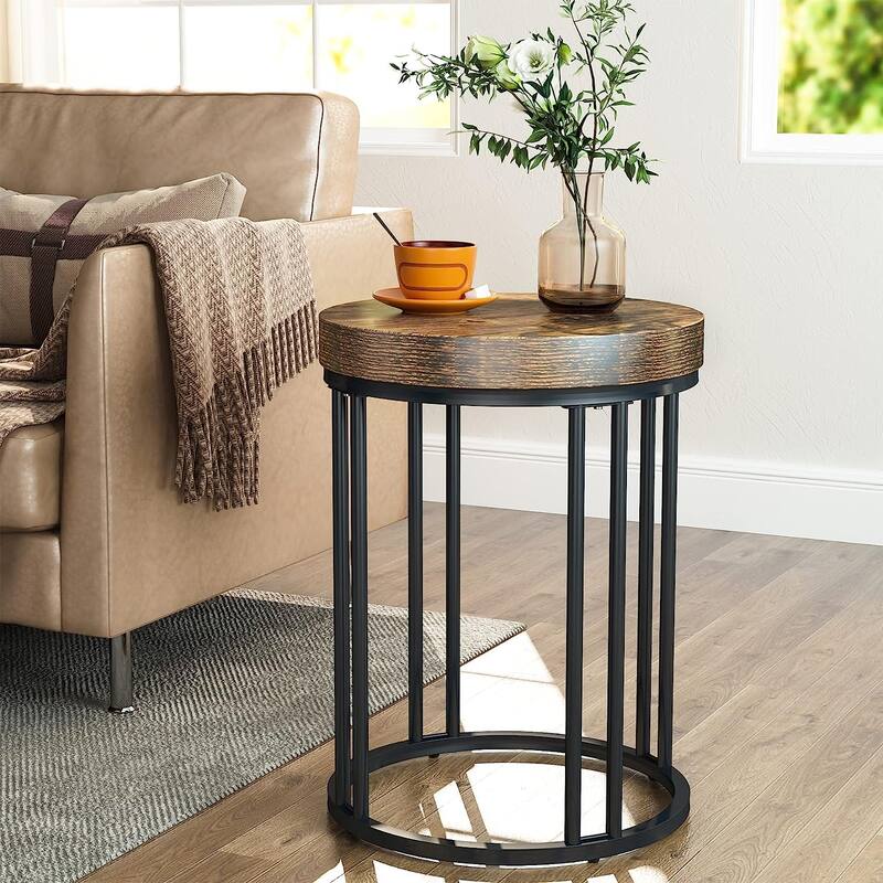 Round Side Table End Table, Modern Nightstand for Living Room Bedroom