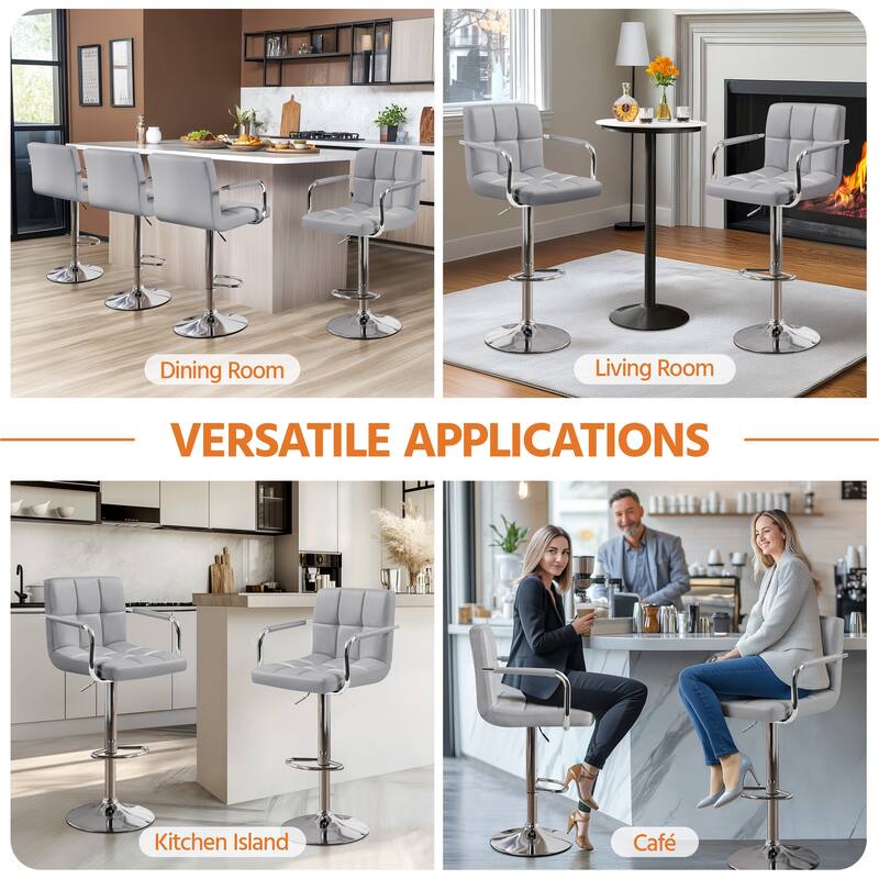 Yaheetech Bar Stools with 360-Degree Swivel and Adjustable Height- Set of 2