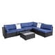 preview thumbnail 16 of 14, Kinbor 7-piece Outdoor Cushioned Wicker Patio Furniture Set navyblue