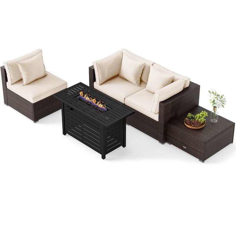 Costway 5 PCS Patio Furniture Set Heavy-duty Frame Rattan Sofa Set - See Details