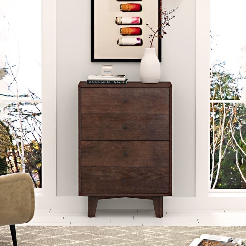 Retro Solid Wood and MDF Chest with 4 Drawers