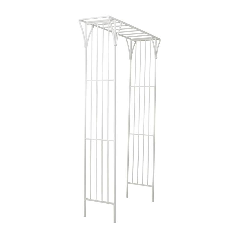 White or Black Metal Contemporary Garden Arbor with Lattice Work Sides