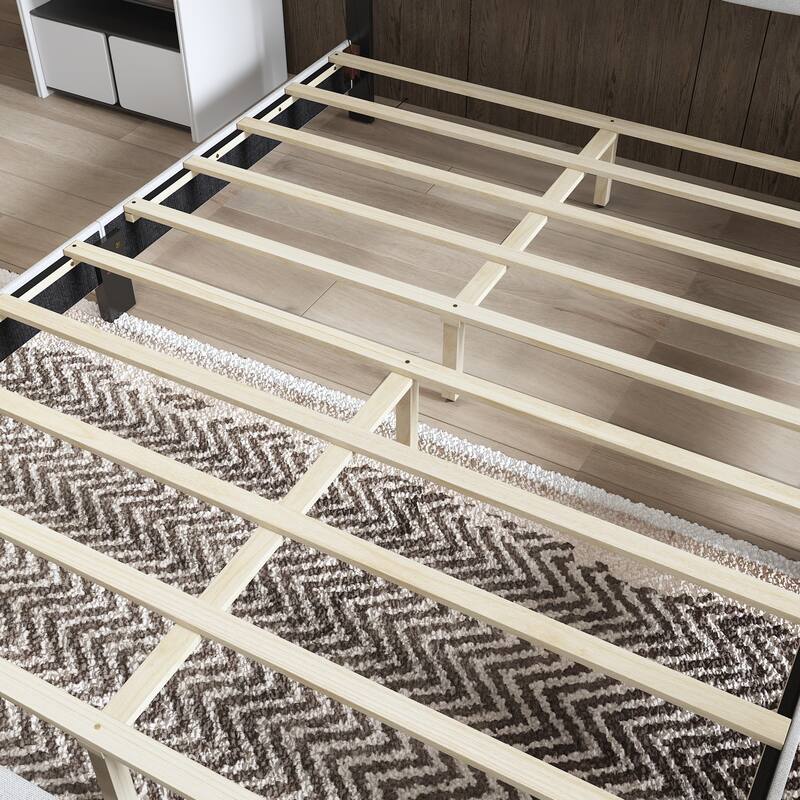 TB117 - Certified Queen Upholstered Bedroom Bed, Polyester Upholstered, Safe & Durable