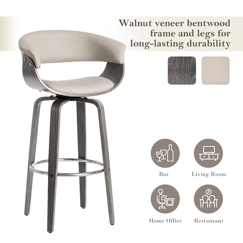 Glitzhome Set of 2 or 4 Modern Counter & Bar Height Wooden Swivel Bar Stools