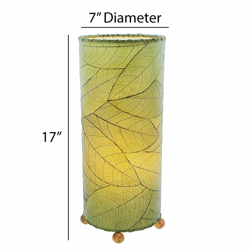Eangee Handmade Cocoa Leaf Cylinder Table Lamp, Cocoa Leaves Shade, 7 x 7 x 17 in.