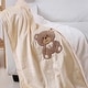 preview thumbnail 2 of 1, Baby Receiving Blanket Nursery Soft Plush Print Teddy Bear Beige