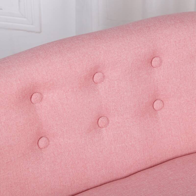 Qaba Kids Sofa Linen Fabric Wooden 2 Seat Armrest Children Chair Cozy