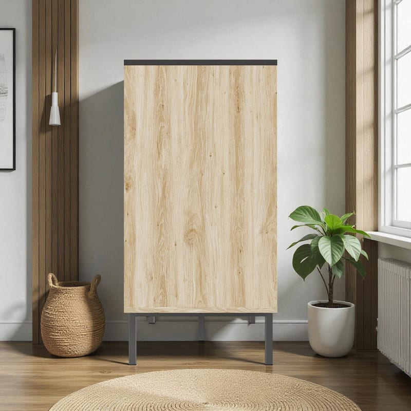 Modern Fluted 6-Drawer Bedroom Storage Cabinet Two-Tone Minimalist Wood Dresser Large Capacity Chest for Home