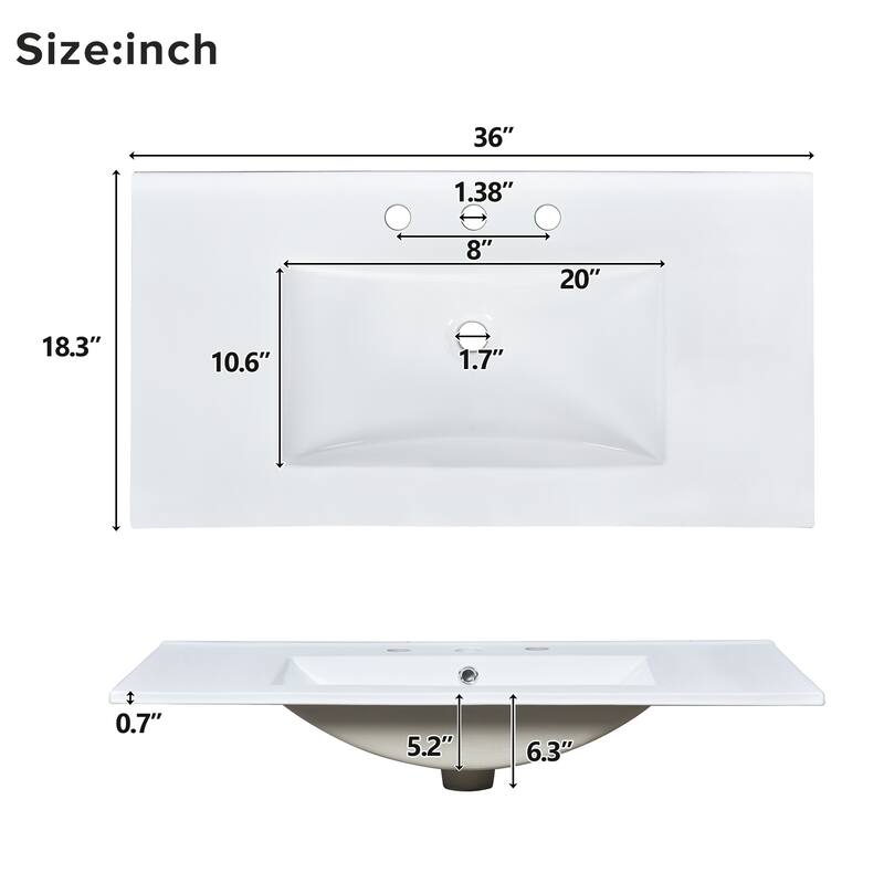 GDFStudio - Zyra Wood 36" Bathroom Vanity
